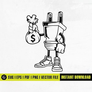 Spina elettrica Borsa per soldi SVG / Hip Hop Rapper Gangster Svg / Scar Face Bandage Rich Savage / Spina elettrica Svg / Clipart Png Dxf Jpg Eps Ai