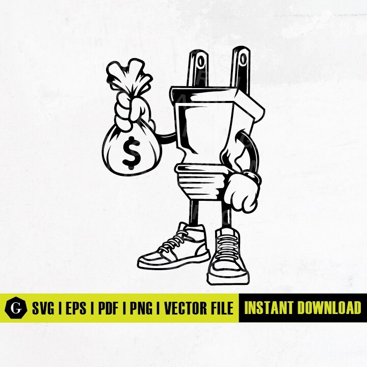 Electrical Plug Money Bag SVG | Hip Hop Rapper Gangster Svg | Scar