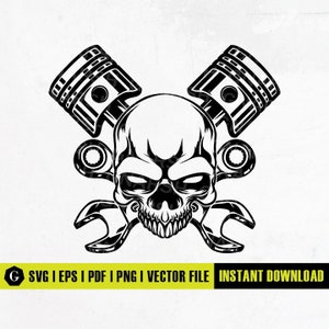 Mechanic Skull Svg | Mechanic Shirt Svg | Mechanic Tools Svg | Mechanic Png | Skull Decal | Skull Tshirt | Mechanic Dad Svg Png Dxf Eps Ai