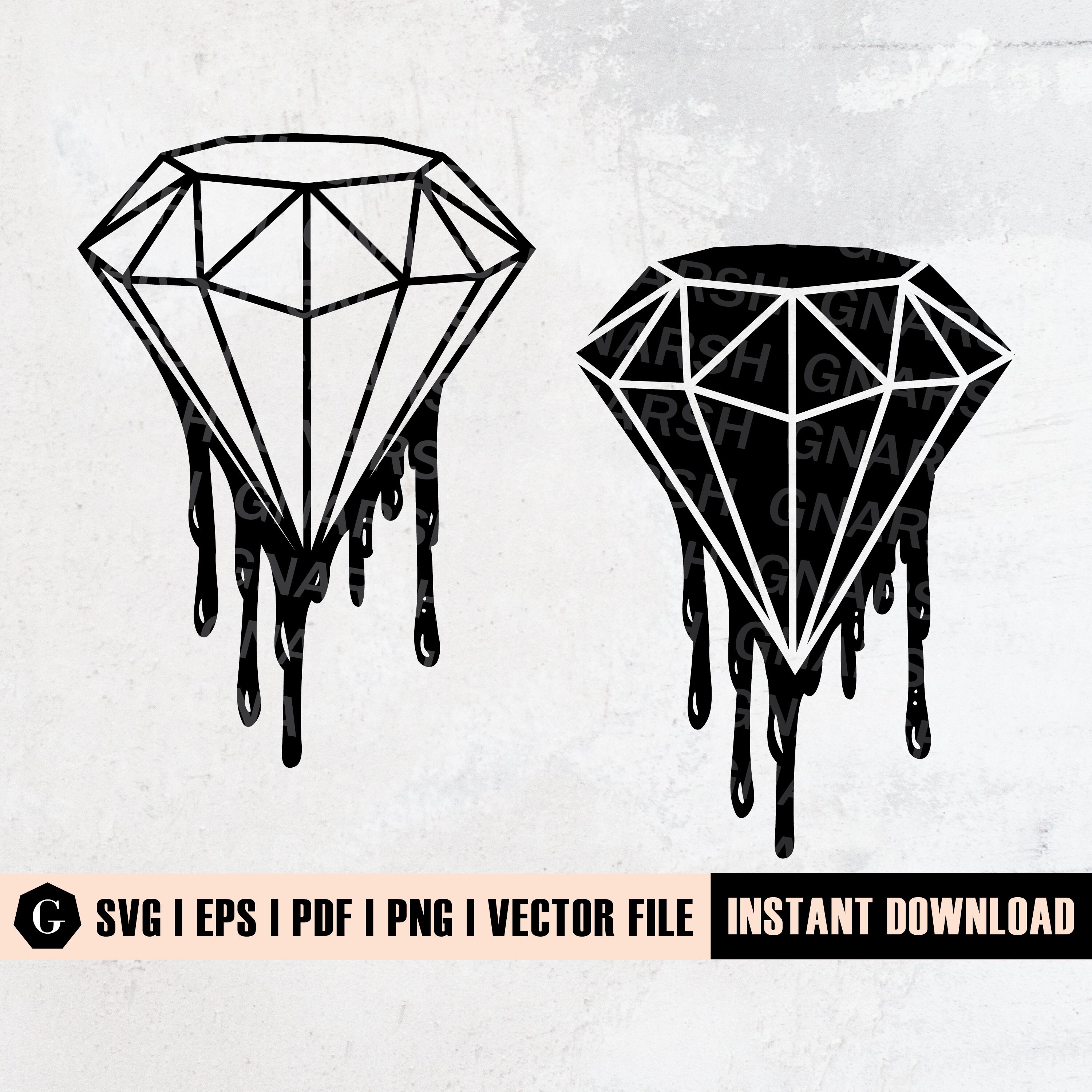Dripping Diamond Svg Crystal Svg Gemstone Clipart Etsy Canada