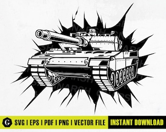 Tanque Militar Svg | Esmagando Tanque SVG | Exército SVG | Tanque Marinho Svg | Veículo de guerra de batalha | Cricut e Silhueta | Imprimível | Png Dxf Jpg Eps