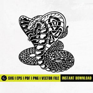 Cobra SVG | Klapperschlange SVG | Schlange SVG | Reißzähne Venomous Venom Slither Hiss Rattler Texas Desert | Schlange Datei | Schlangen-Svg | Schlangenkopf SVG