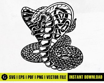 Cobra Snake SVG | Rattlesnake Serpent Vector Clipart (Digital Download)
