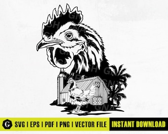 農場の鶏 SVG | 鶏小屋カットファイル（デジタルダウンロード）