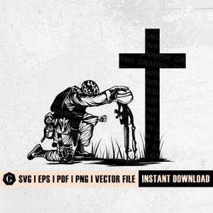 Soldier Kneeling Praying SVG File | Fallen Soldier Svg | Kneeling at Memorial Svg | Soldier Kneeling Praying | Soldier silhouette CUT FILES