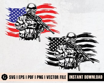 Veteran Skeleton Soldier with USA Flag SVG | Patriotic Shirt (Digital Download)