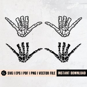 Skeleton Shaka Sign Svg | Skeleton Hand Svg | Shaka Svg | Hang Loose svg | Hangloose svg | Hand Sign Silhouette | Bones Of Human Svg