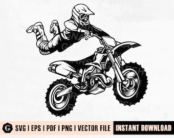 Motocross Racer SVG | Dirt Bike Clipart, Offroad Racing (Digital Files)