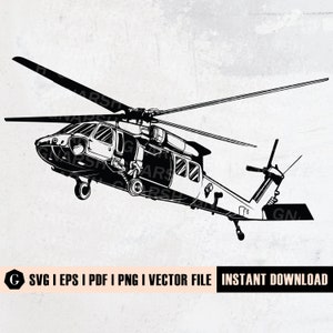 Black Hawk helikopter SVG | Helikopter SVG | Chopper-svg | Helikopter clipart | Leger militaire Svg | Svg-bestanden voor Cricut en silhouet