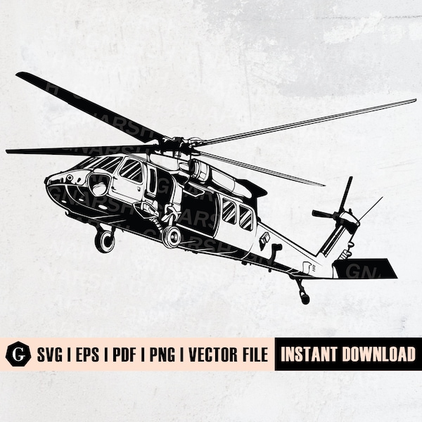 Black Hawk Helicopter SVG | Helicopter Svg | Chopper Svg | Helicopter Clipart | Army Military Svg | Svg Files for Cricut and Silhouette