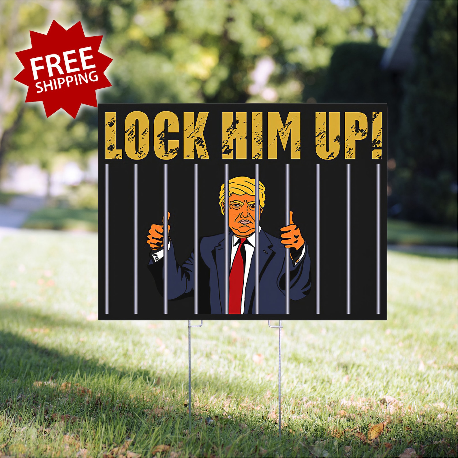 Lock him up yard sign Anti Trump Yard Sign Election 2020 | Etsy