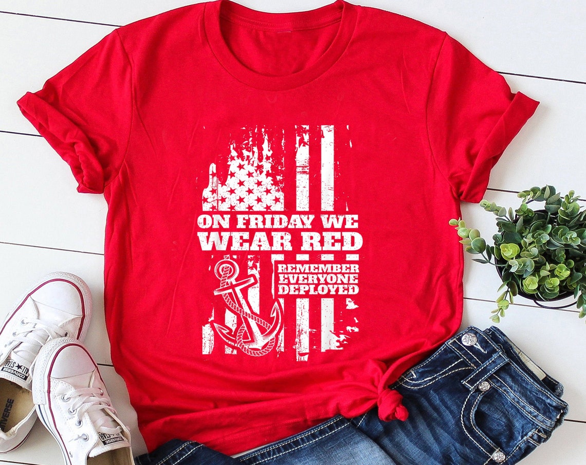 On Fridays We Wear Red Friday Navy Family TShirt Red Slogan Etsy