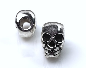 Skull Bead - Large Hole Skeleton Beads |Spacer Focal Bracelet Findings | Jewelry Making - Necklace - Paracord Supplies | 8x11mm| 5 or 10pc