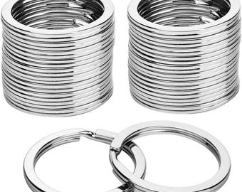 30mm Silver Split Keychain Rings Bulk – 1.2 Inch Metal Key Rings for Crafts, DIY Keychains & Jewelry Making | 10/20pc