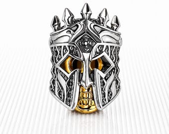 Sterling Silver Knight Skull Bead - 925 Silver Gladiator/Warrior Helmet Beads | Premium Metal | Gothic • Spartan • Medieval Jewelry 16x10mm