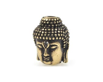Buddha Head Beads - Golden Antique Bronze Micro Pave CZ beads| DIY Yoga Zen Jewelry Making | Mala Bead Bracelet & Necklace Supplies | 10mm