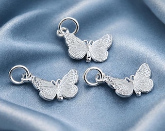 925 Silver Butterfly Charm [1pc] Sterling Silver Butterflies | Jewelry Making, Necklace • Earrings | 13x10mm | Delicate Butterfly Findings