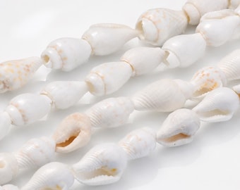 Tiny White Trumpet Shell Beads - Natural Spiral Shells [6-8mm] Jewelry Making - Bracelet, Necklace, Earring Supplies | 58-60" Big Strand