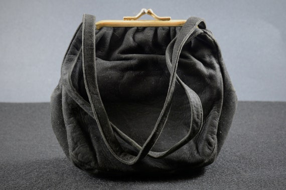 Vintage Tarkor French Antelope Black Suede Bag - image 1