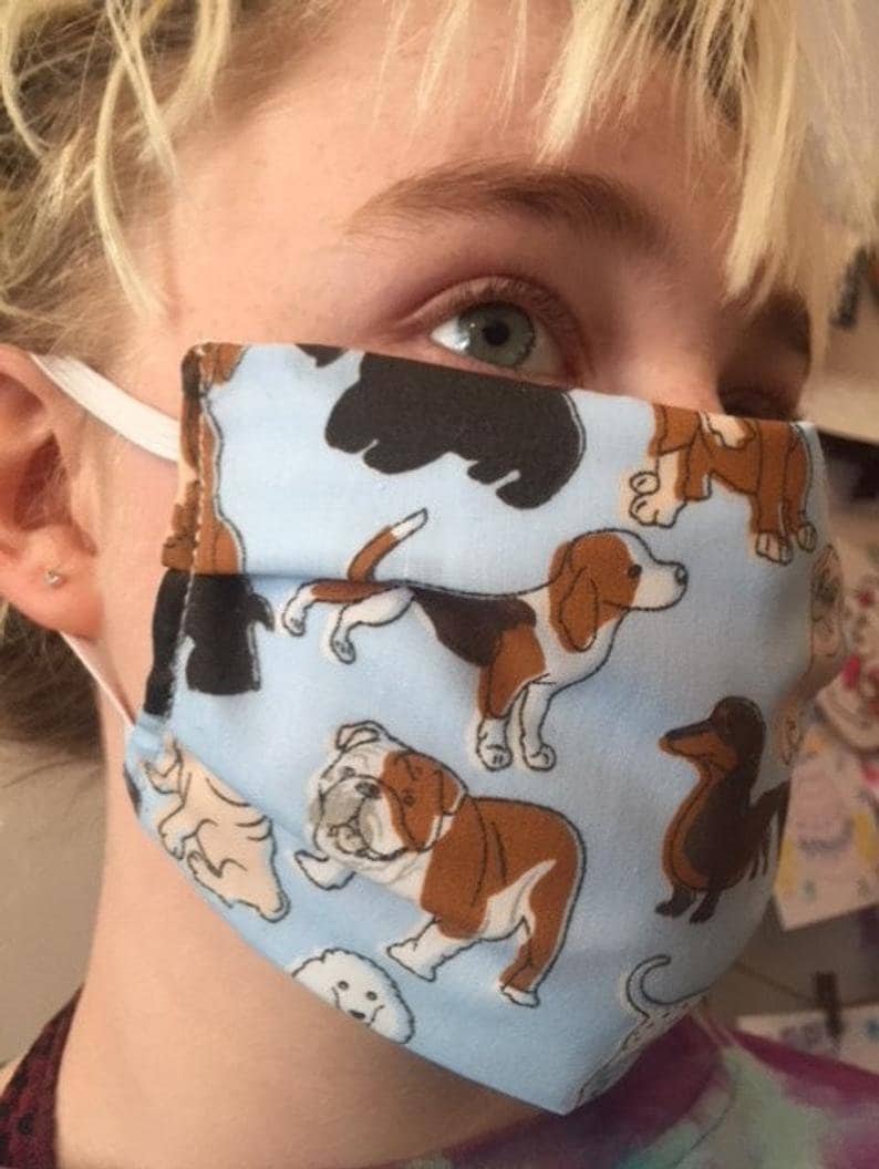 Kids Dog Face Mask uk dog print face mask 100 Cotton 3 LAYER Etsy