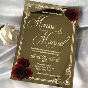 Mirror gold personalized wedding acrylic invites