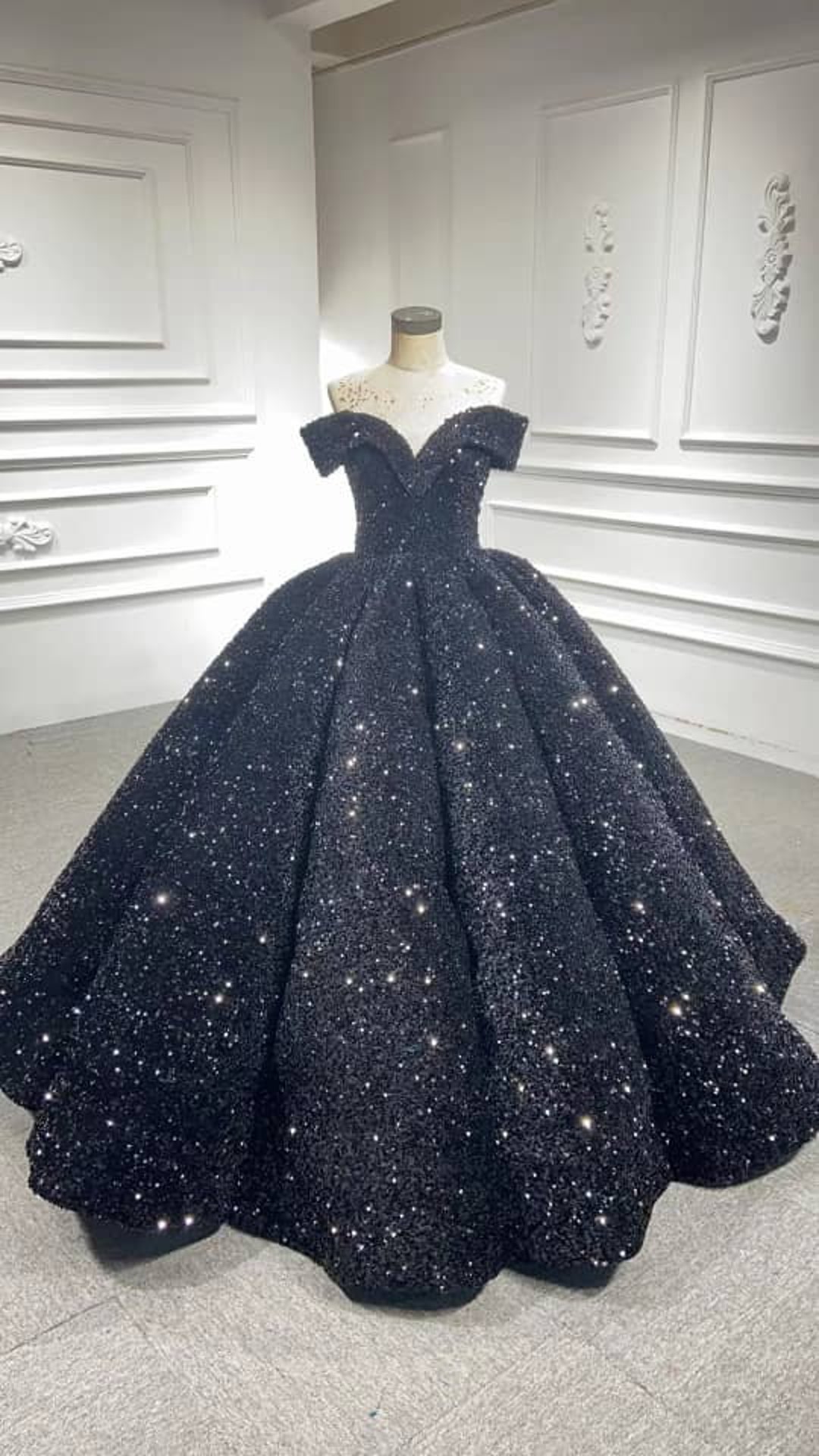 Stunning Glitter Black Wedding Quinceanera Ballgown - Etsy