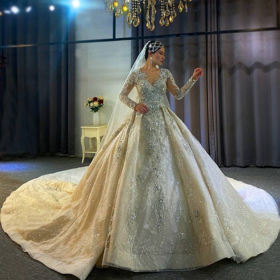 Beautiful Princess Beaded Ballgown Wedding Dress Etsy