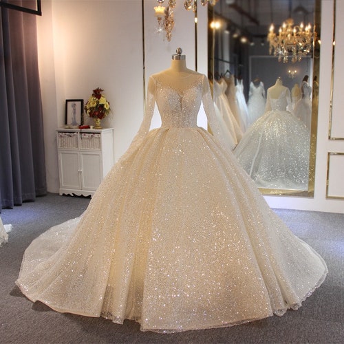 Gold sparkle wedding dress cheap
