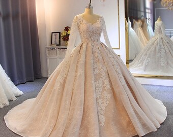 Long sleeve ballgown princess style