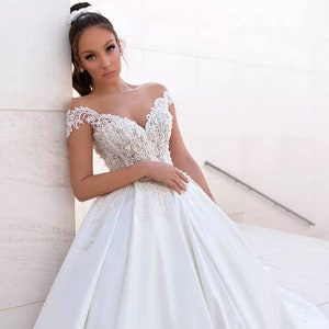 Satin wedding gown wedding ballgown and beaded wedding ballgown