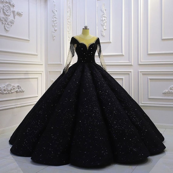 Gothic Black Lace Ball Gown Wedding Dress with Cape CLARINDA – ieie