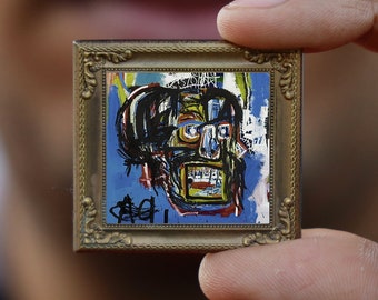 Pin de Basquiat / Pin de calavera enmarcado - Linda mini pintura
