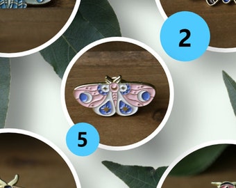 Moth Enamel Pins Butterfly moon pins enamel cute pin set pins laple pin hard enamel pin Christmas gifts | Gift for her anime enamel pin