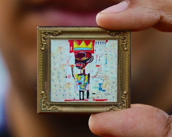 Pin de Basquiat / Pin del 40.° aniversario enmarcado: linda mini pintura