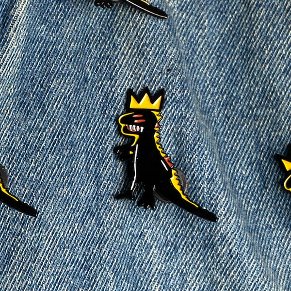 Basquiat Épingle en émail | Épingle de la couronne | Jean-Michel Basquiat | Épingles d’animaux | Graffiti Pins | T-Rex | Badge | Insigne d’émail | Distributeur Pez