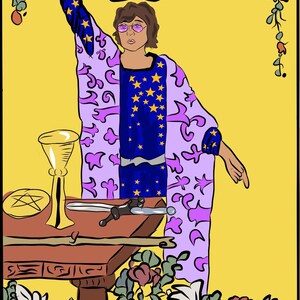 Donovan als de tarot kaart "de Goochelaar" print