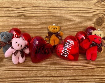 Valentine's Day Mini Teddy Bears - 3 Inch Bear in Red Heart - Classroom Valentines Day - Gifts for her - Gifts for them - VDay Gift