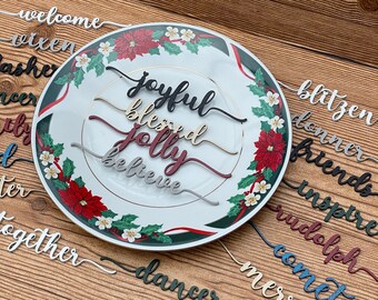Christmas Plate Sentiments - Christmas Table Decor - Table Settings - Christmas Plate Words - Reindeer Names