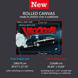 Impresión en lienzo de Nacho Varga "Better Call Saul", lienzo enrollado sin marco, impresión en lienzo "Vrooom Car", serie de televisión, arte mural de películas, arte pop en lienzo de algodón