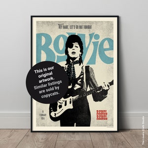 Poster di David Bowie, arte murale di musica rock, stampa vintage Rebel Rebel, David Bowie Rebel Rebel, poster di musica rock, decorazione murale di musica