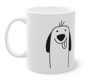 Cute dog spaniel mug, white, 325 ml / 11 oz coffee mug, tea mug for kids, puppy mug for dog lovers, dog owners.