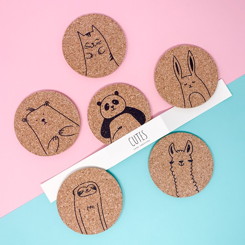 Cutes Cork coasters round set of 6 pieces ecofriendly Etsy