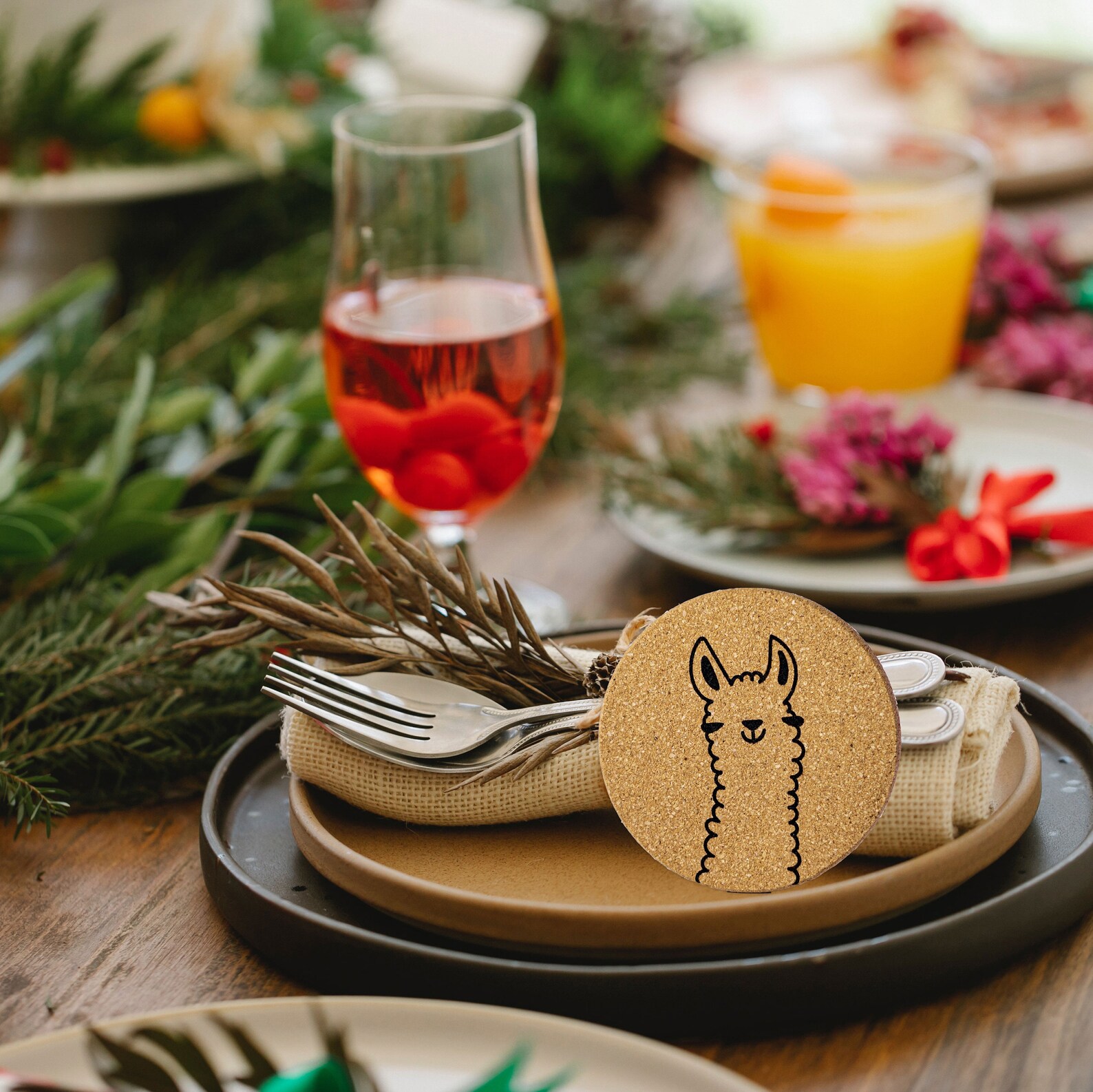 Cutes Coaster Set Cute Round Cork Coasters Ecofriendly Etsy