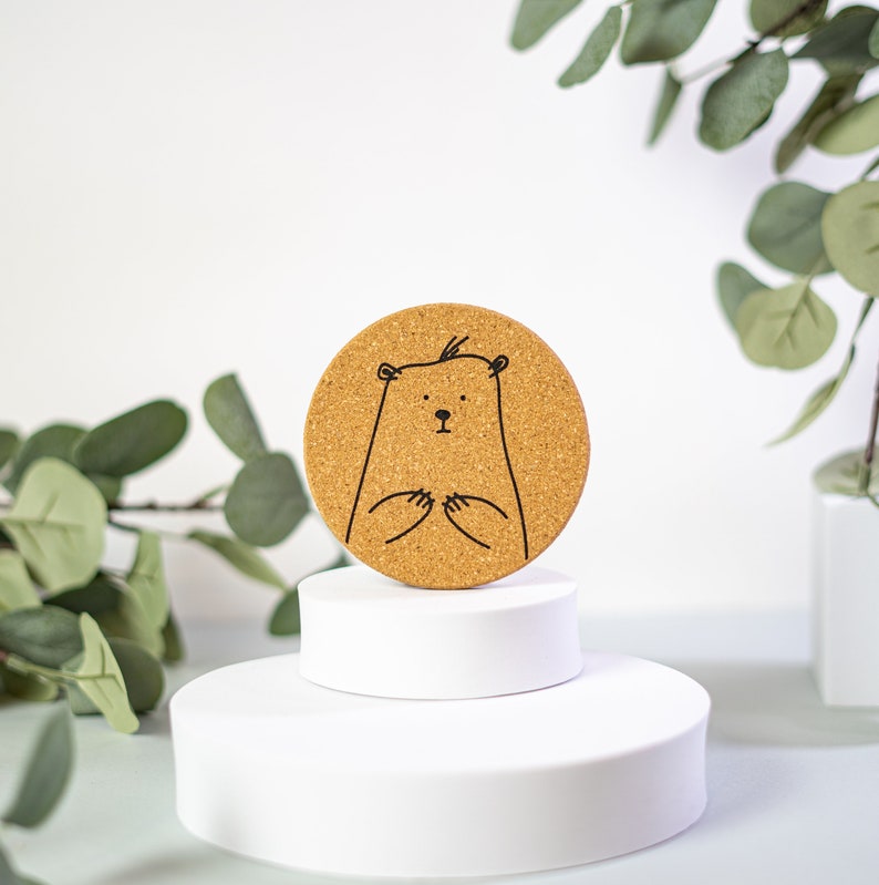 Cutes Coaster Set Cute Round Cork Coasters Ecofriendly Etsy Singapore