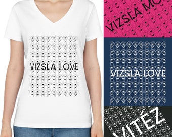 Vizsla Love Premium T-shirt, Women's 100% Organic Cotton V-Neck T-Shirt, Gift for Dog Lovers