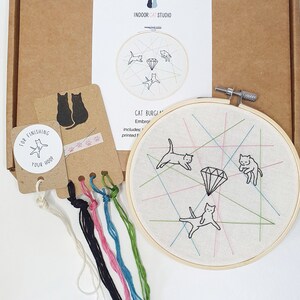 Cat Burglars embroidery kit, cat embroidery kit, embroidery pattern, embroidery kit, diy embroidery