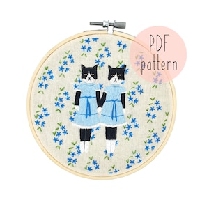 PDF The Shining Cats embroidery pattern, Cat embroidery pattern, Embroidery pattern download, Embroidery for beginners