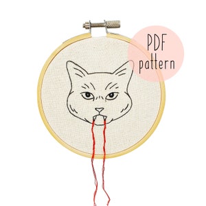 Dracula Cat PDF embroidery pattern| Cat embroidery pattern | Embroidery pattern download | Embroidery pattern