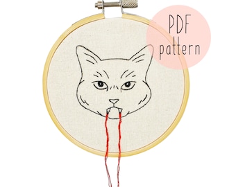 Dracula Cat PDF embroidery pattern| Cat embroidery pattern | Embroidery pattern download | Embroidery pattern