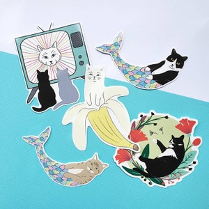 Cat stickers, vinyl stickers, cat sticker, die cut, tuxedo cat, waterproof, laptop sticker, scrapbook, cute cat stickers, gloss finish